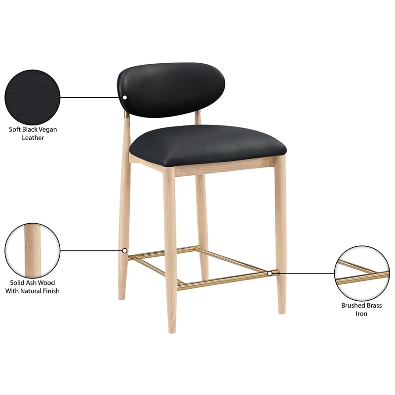 Meridian Furniture Riccio Black Vegan Leather Upholstered Stool