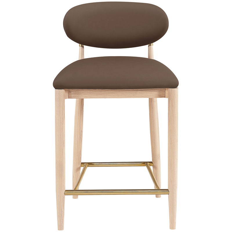 Meridian Furniture Riccio Brown Vegan Leather Upholstered Stool