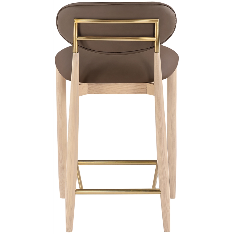 Meridian Furniture Riccio Brown Vegan Leather Upholstered Stool