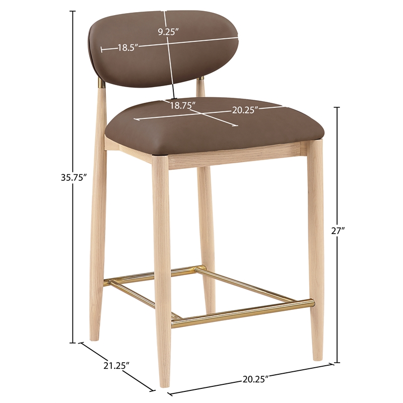 Meridian Furniture Riccio Brown Vegan Leather Upholstered Stool