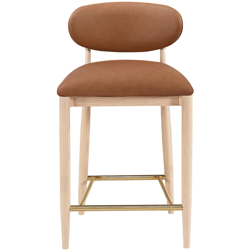 Meridian Furniture Riccio Cognac Vegan Leather Upholstered Stool