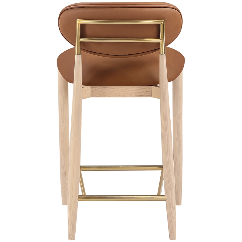 Meridian Furniture Riccio Cognac Vegan Leather Upholstered Stool