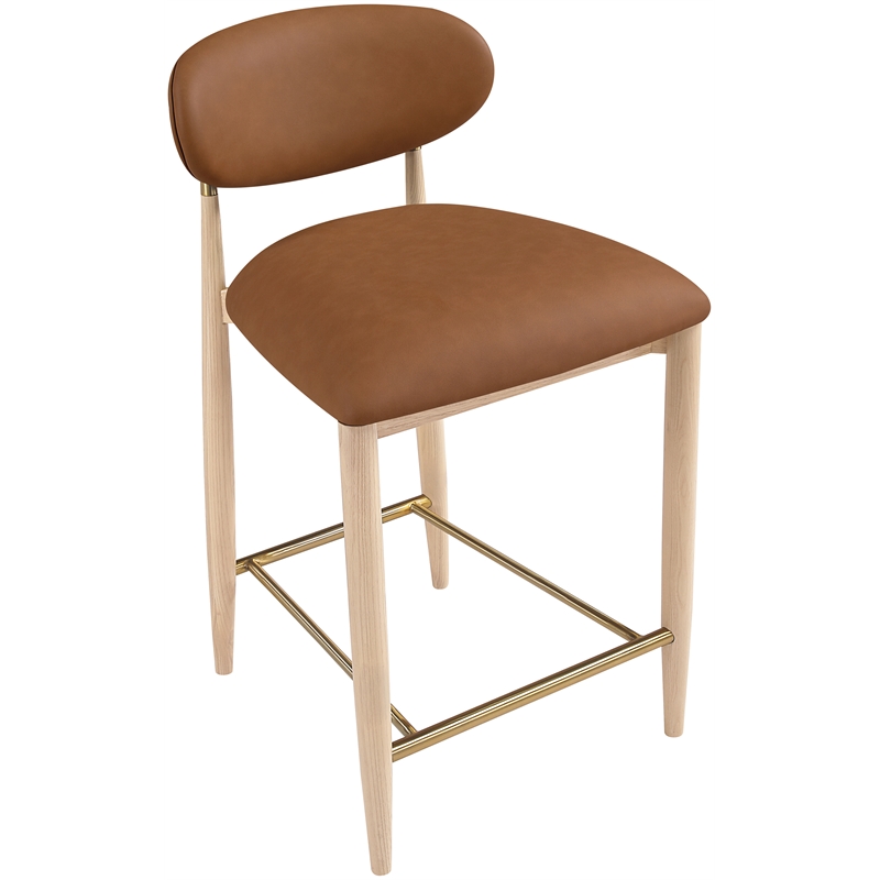 Meridian Furniture Riccio Cognac Vegan Leather Upholstered Stool