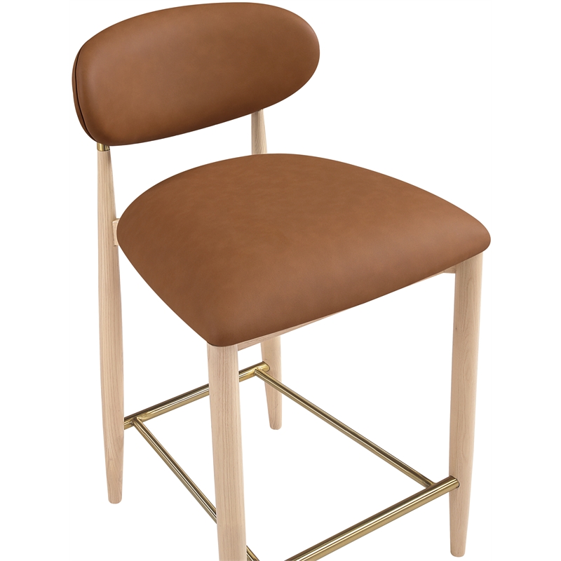 Meridian Furniture Riccio Cognac Vegan Leather Upholstered Stool