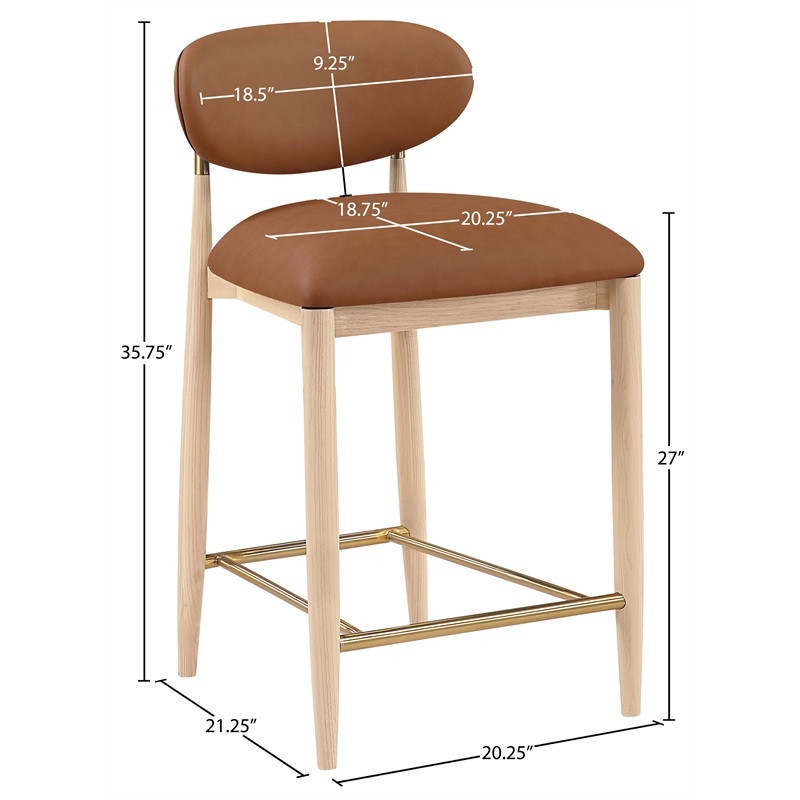 Meridian Furniture Riccio Cognac Vegan Leather Upholstered Stool