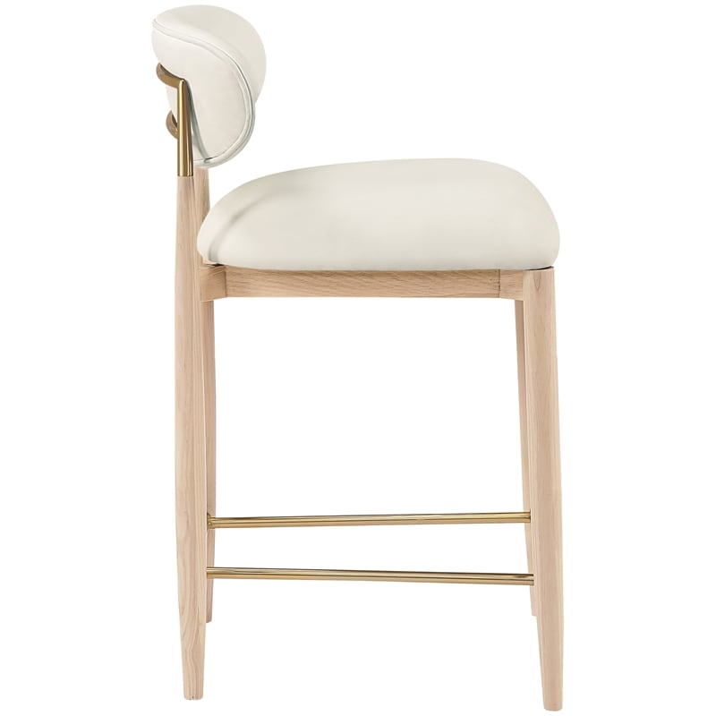 Meridian Furniture Riccio Cream Vegan Leather Upholstered Stool