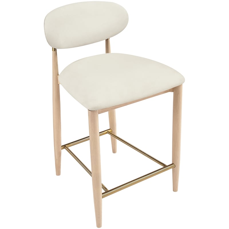 Meridian Furniture Riccio Cream Vegan Leather Upholstered Stool