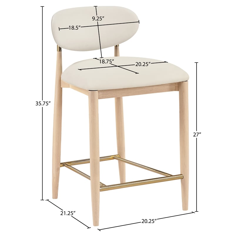 Meridian Furniture Riccio Cream Vegan Leather Upholstered Stool