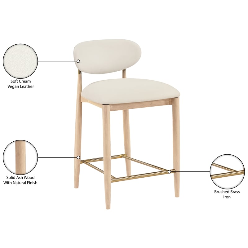 Meridian Furniture Riccio Cream Vegan Leather Upholstered Stool