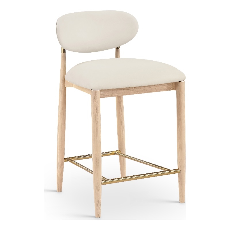 Meridian Furniture Riccio Cream Vegan Leather Upholstered Stool