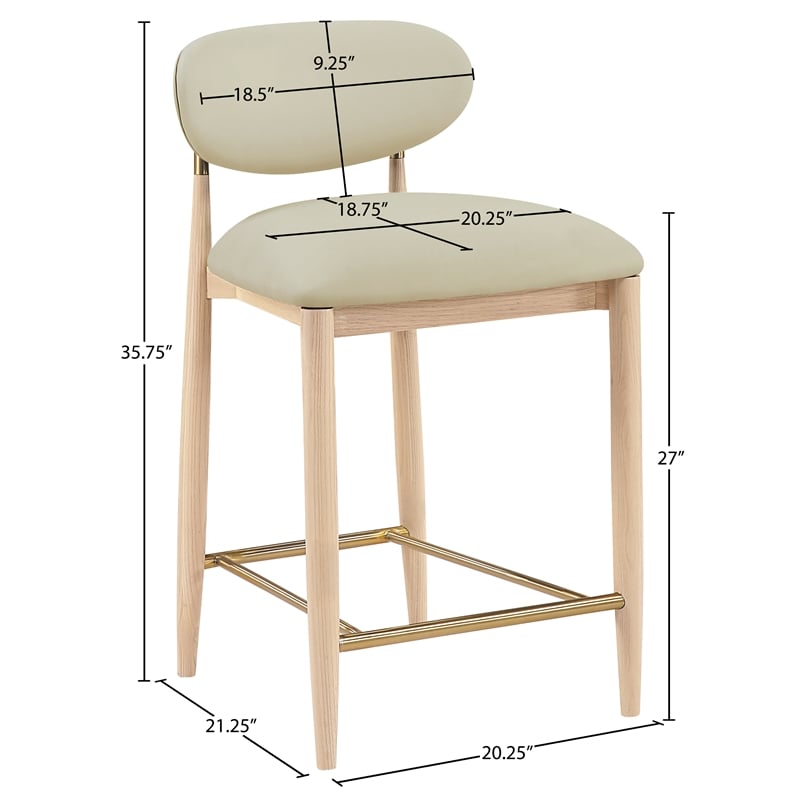 Meridian Furniture Riccio Taupe Vegan Leather Upholstered Stool