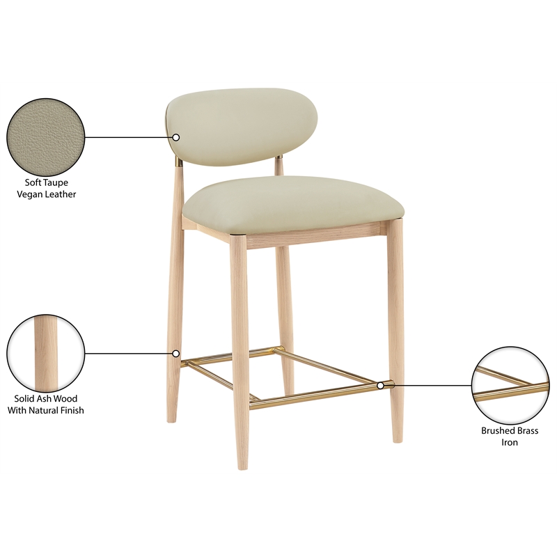 Meridian Furniture Riccio Taupe Vegan Leather Upholstered Stool