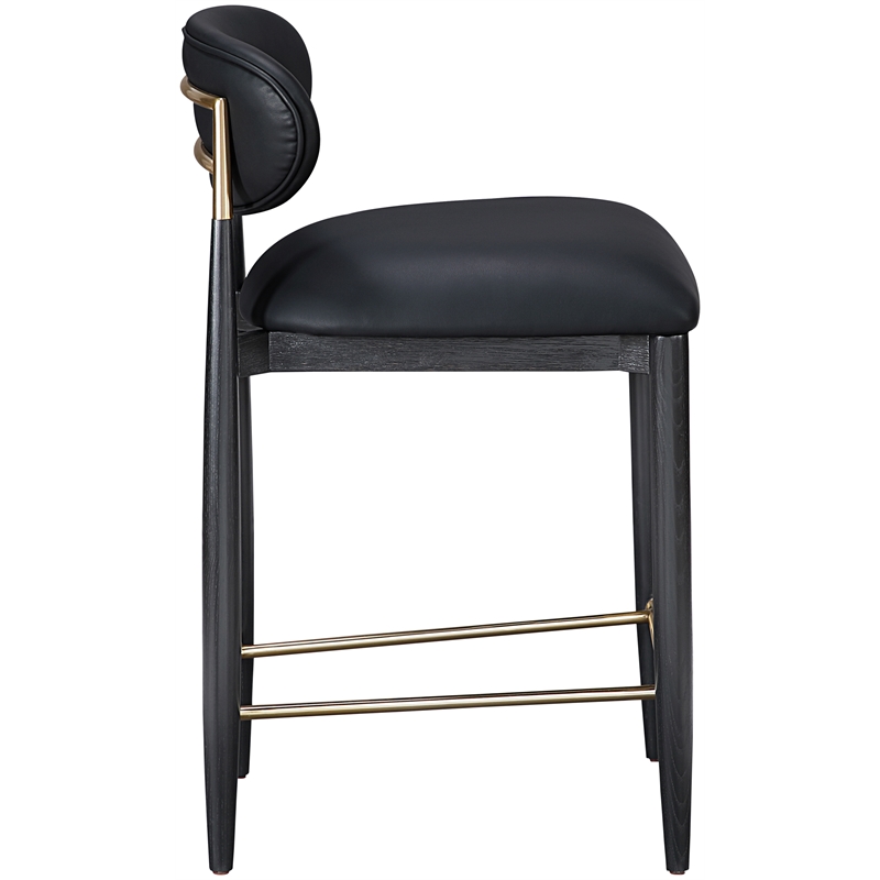 Meridian Furniture Riccio Black Vegan Leather Upholstered Stool