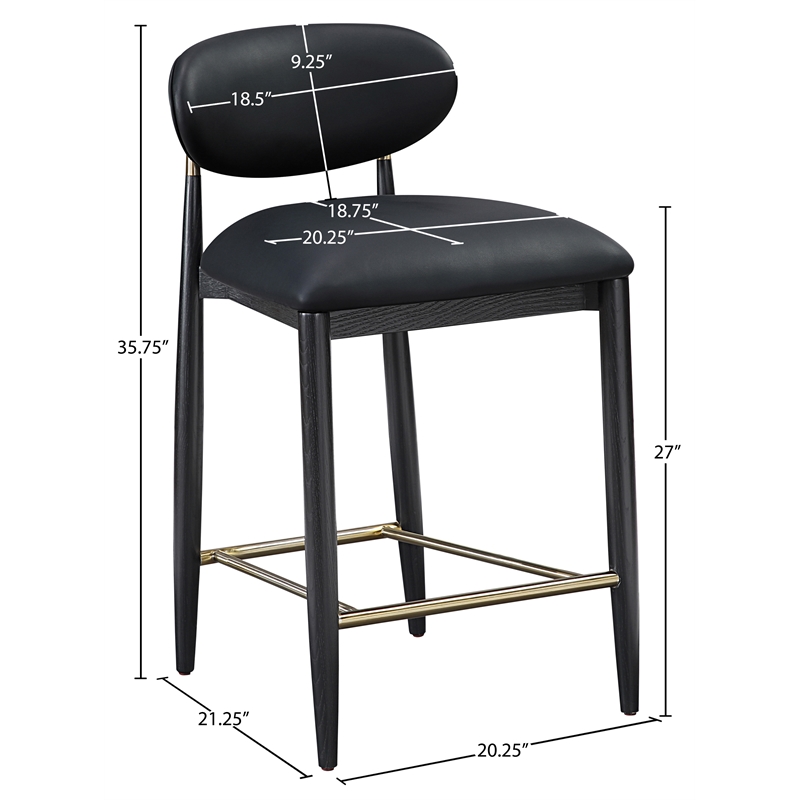 Meridian Furniture Riccio Black Vegan Leather Upholstered Stool