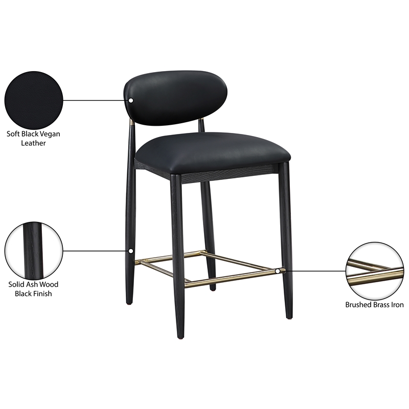 Meridian Furniture Riccio Black Vegan Leather Upholstered Stool