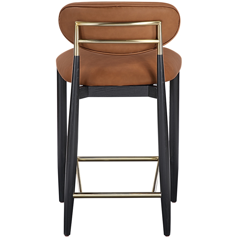 Meridian Furniture Riccio Cognac Vegan Leather Upholstered Stool