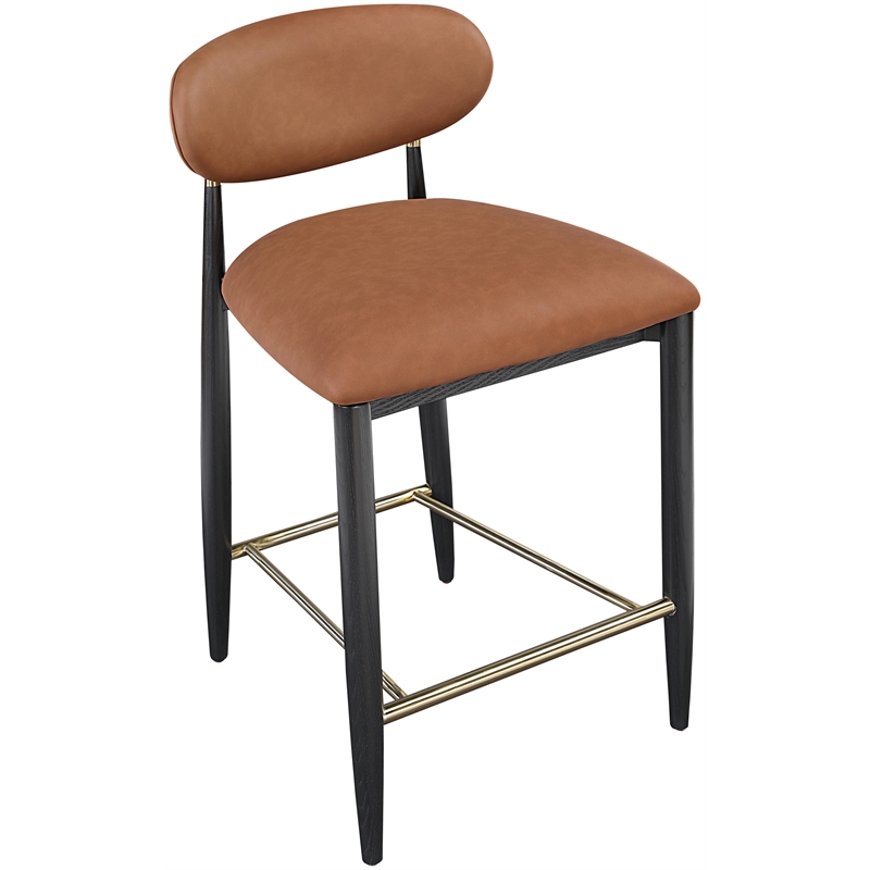 Meridian Furniture Riccio Cognac Vegan Leather Upholstered Stool