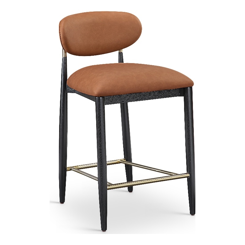 Meridian Furniture Riccio Cognac Vegan Leather Upholstered Stool