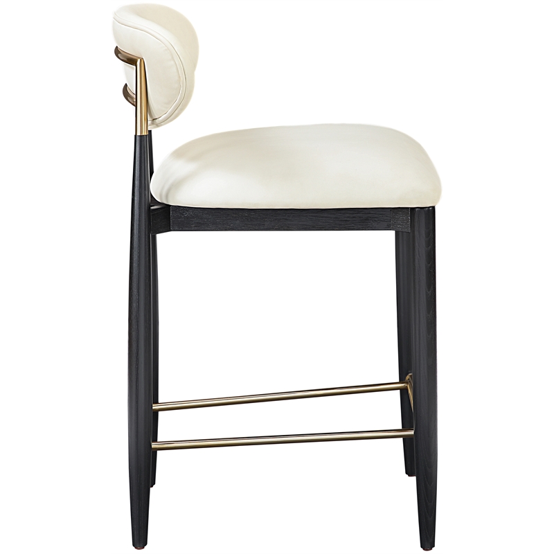 Meridian Furniture Riccio Cream Vegan Leather Upholstered Stool