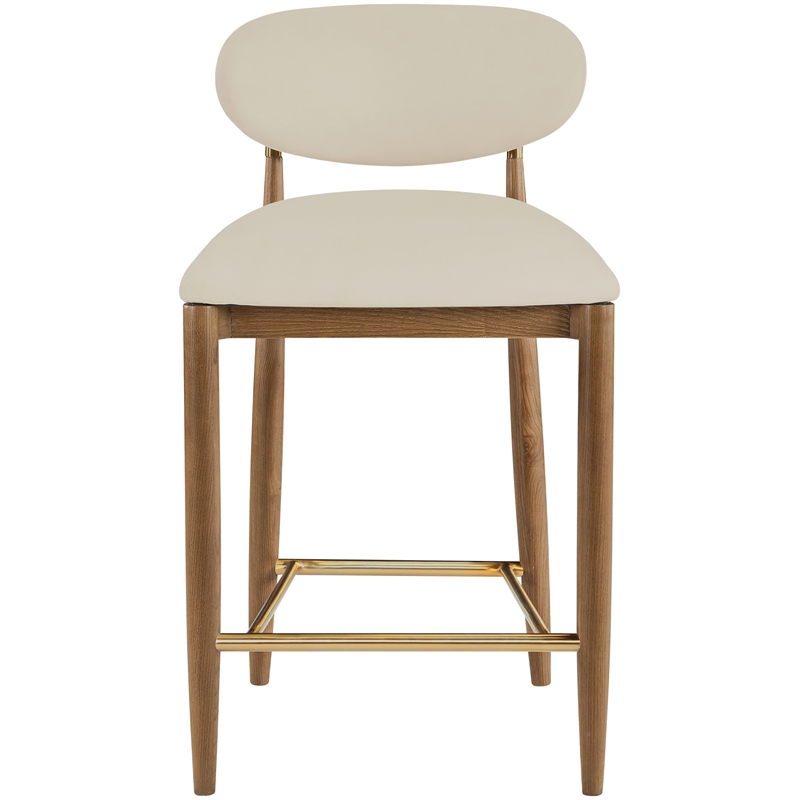 Meridian Furniture Riccio Beige Vegan Leather Upholstered Stool