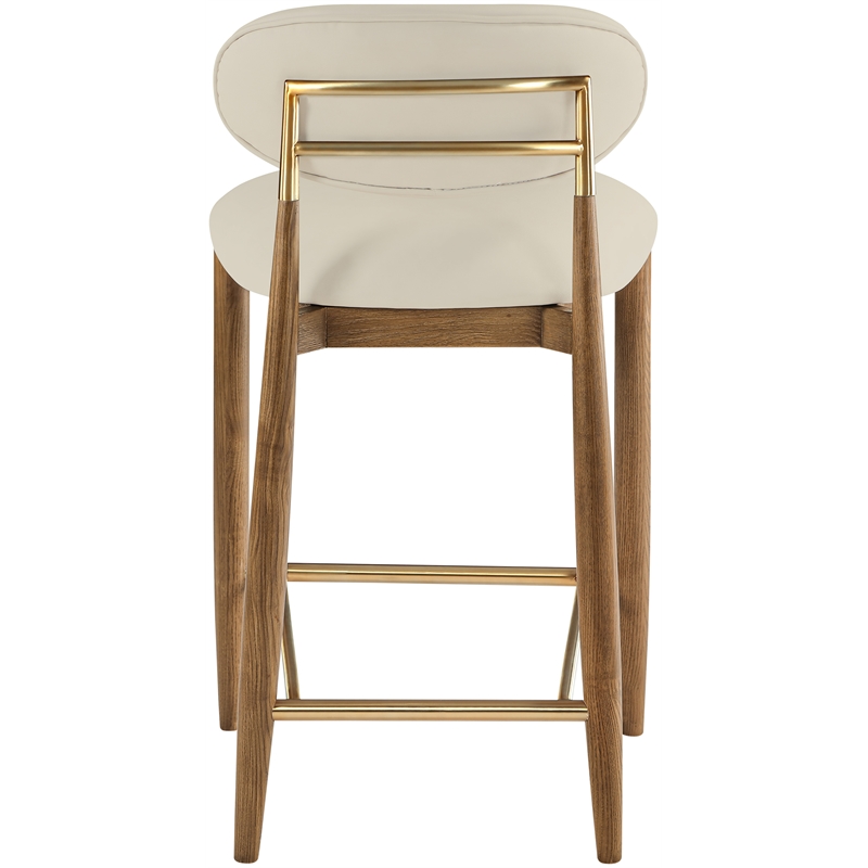 Meridian Furniture Riccio Beige Vegan Leather Upholstered Stool