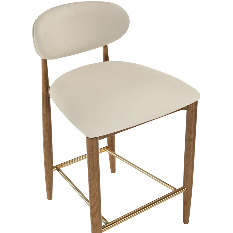 Meridian Furniture Riccio Beige Vegan Leather Upholstered Stool
