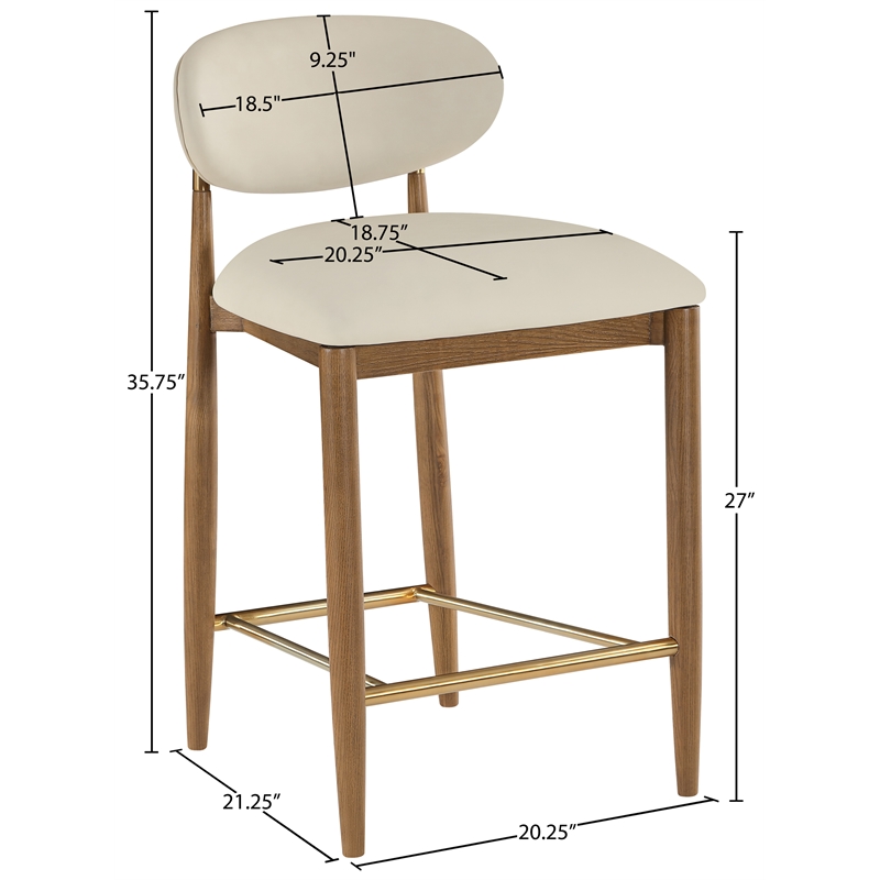 Meridian Furniture Riccio Beige Vegan Leather Upholstered Stool