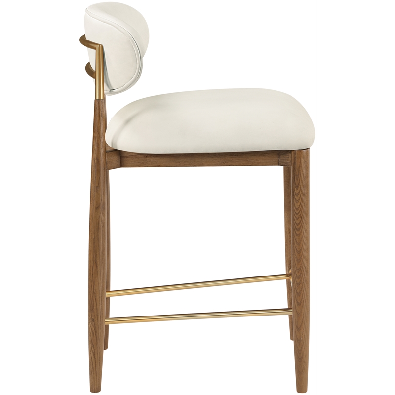 Meridian Furniture Riccio Cream Vegan Leather Upholstered Stool