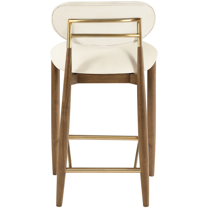 Meridian Furniture Riccio Cream Vegan Leather Upholstered Stool