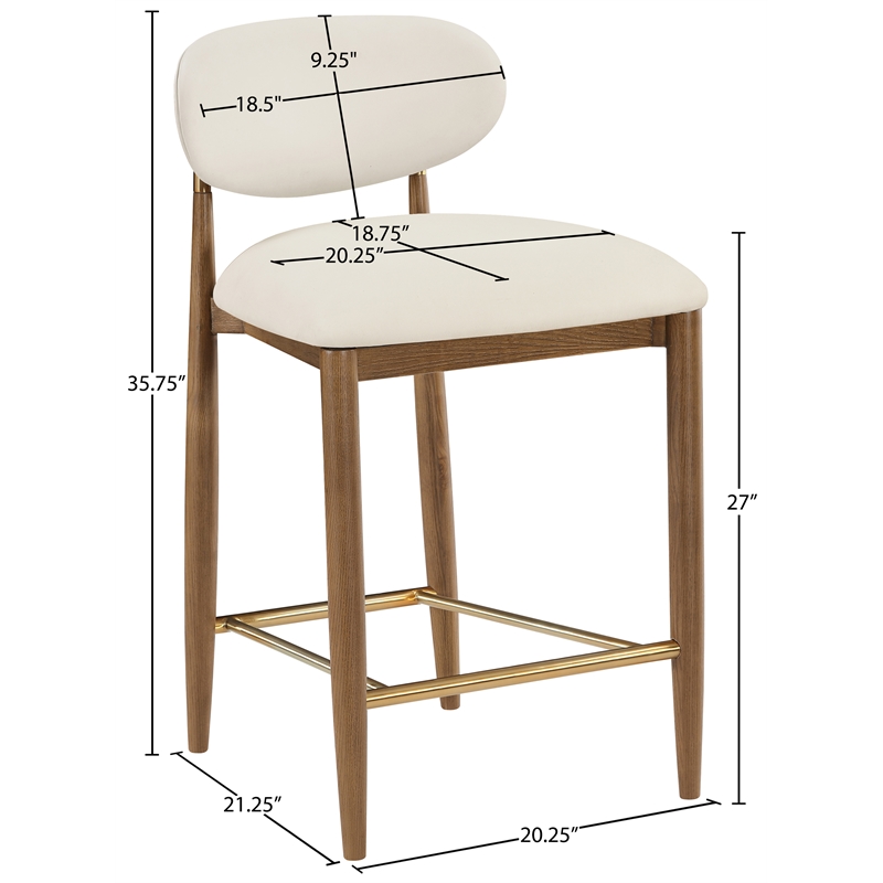 Meridian Furniture Riccio Cream Vegan Leather Upholstered Stool