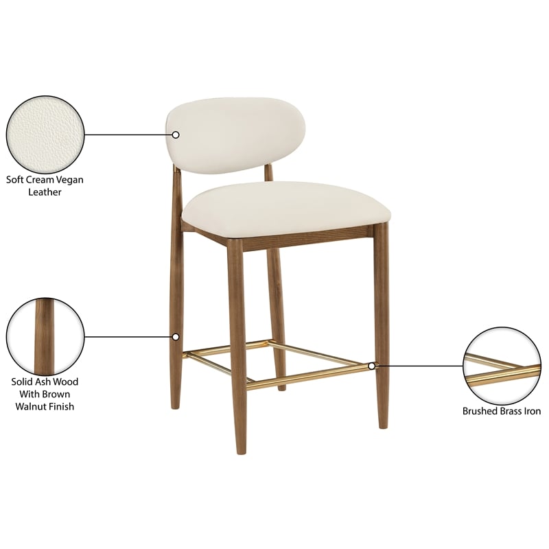Meridian Furniture Riccio Cream Vegan Leather Upholstered Stool