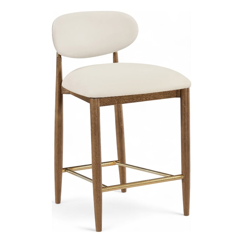 Meridian Furniture Riccio Cream Vegan Leather Upholstered Stool