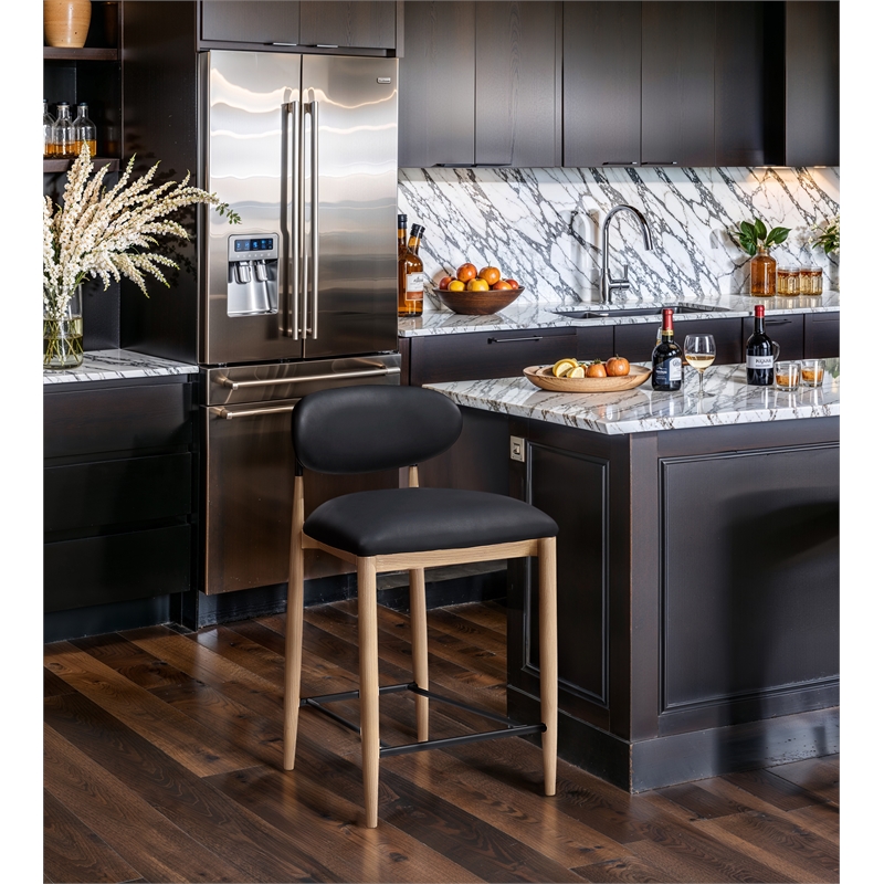 Meridian Furniture Riccio Black Vegan Leather Upholstered Stool