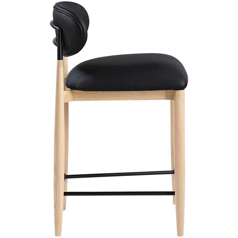 Meridian Furniture Riccio Black Vegan Leather Upholstered Stool
