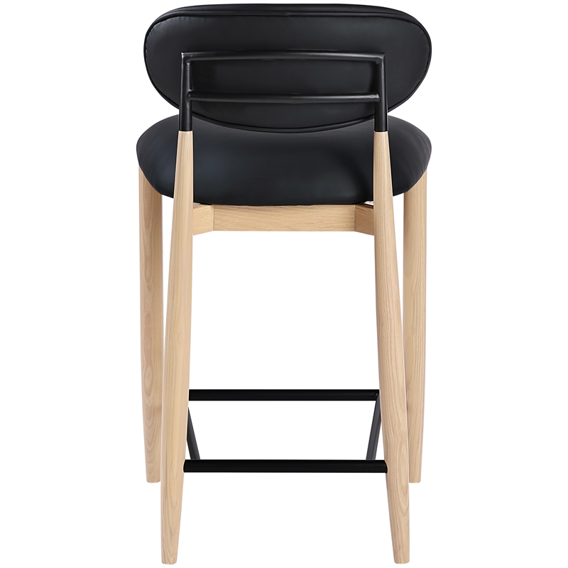 Meridian Furniture Riccio Black Vegan Leather Upholstered Stool