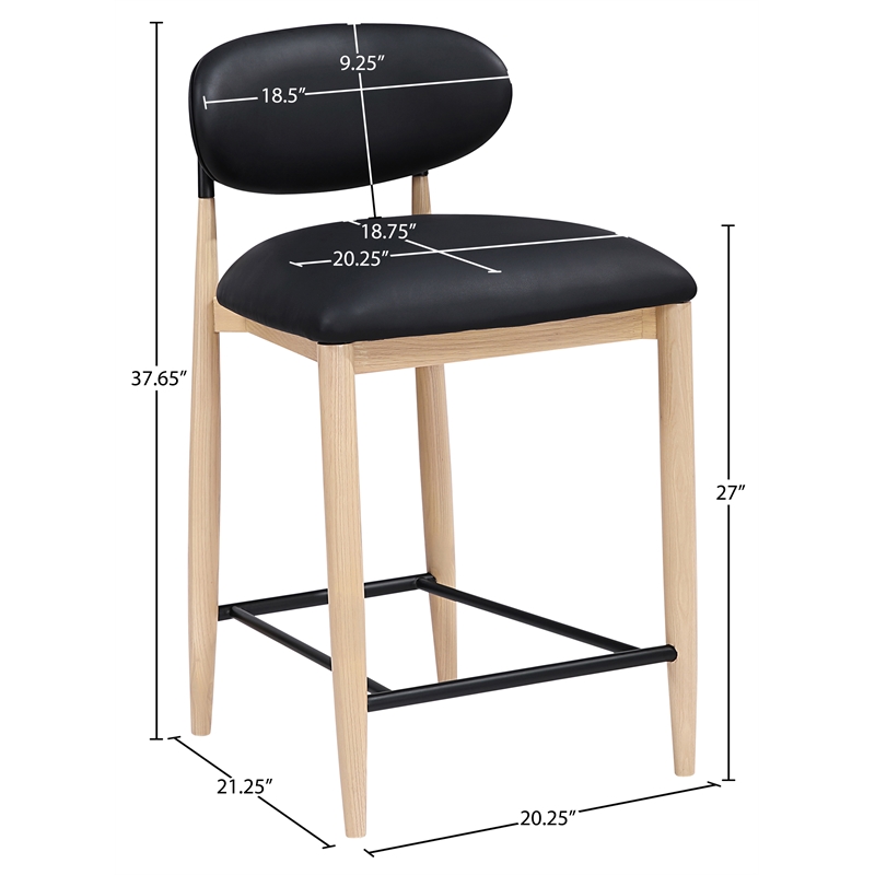 Meridian Furniture Riccio Black Vegan Leather Upholstered Stool