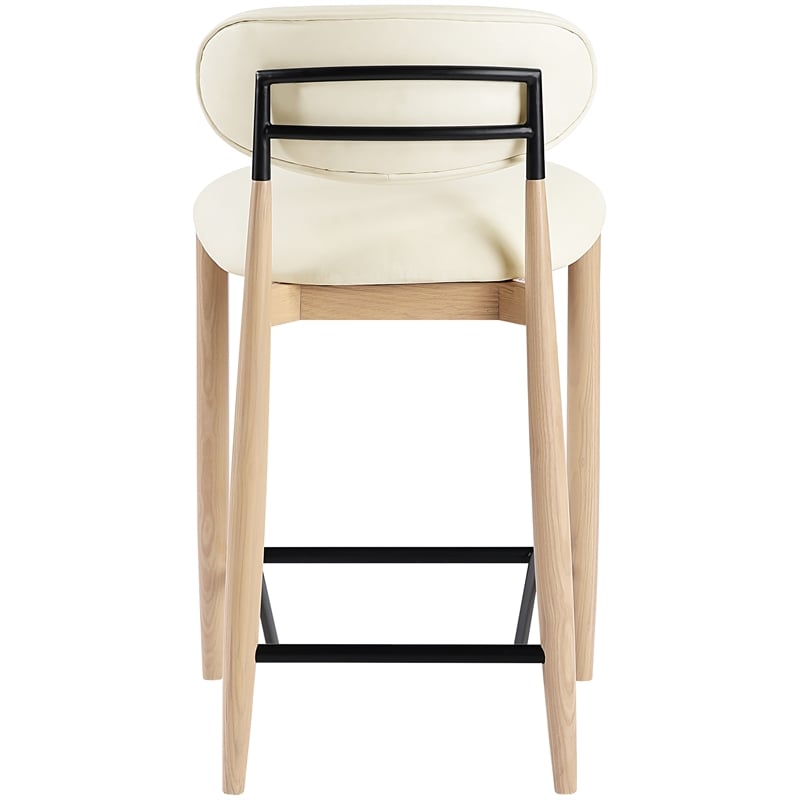 Meridian Furniture Riccio Cream Vegan Leather Upholstered Stool