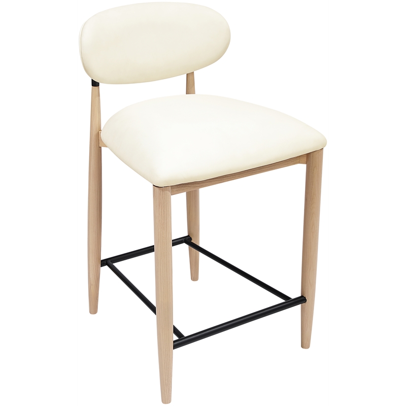 Meridian Furniture Riccio Cream Vegan Leather Upholstered Stool