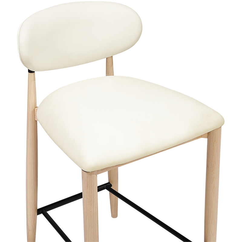 Meridian Furniture Riccio Cream Vegan Leather Upholstered Stool