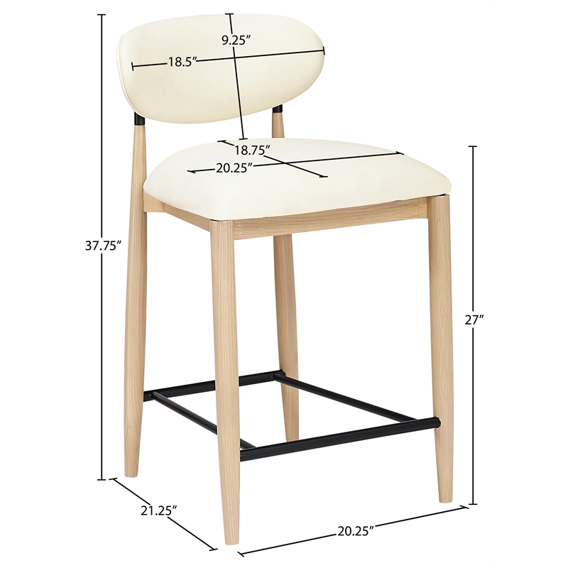 Meridian Furniture Riccio Cream Vegan Leather Upholstered Stool