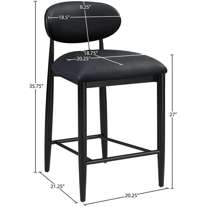 Meridian Furniture Riccio Black Vegan Leather Upholstered Stool