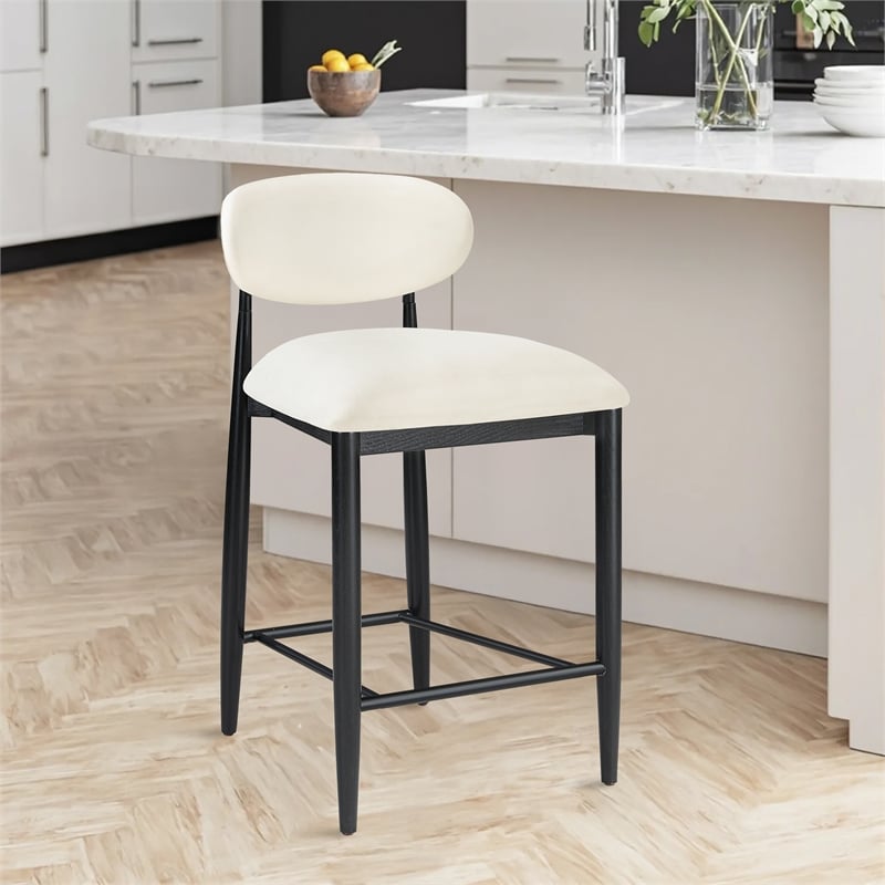 Meridian Furniture Riccio Cream Vegan Leather Upholstered Stool