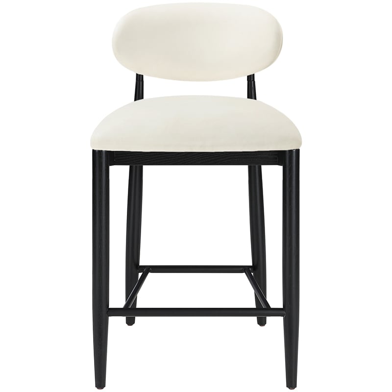 Meridian Furniture Riccio Cream Vegan Leather Upholstered Stool