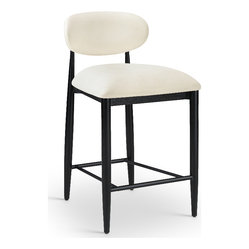 Meridian Furniture Riccio Cream Vegan Leather Upholstered Stool