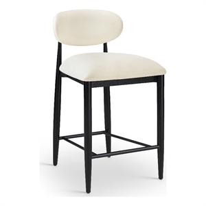 Meridian Furniture Riccio Cream Vegan Leather Upholstered Stool