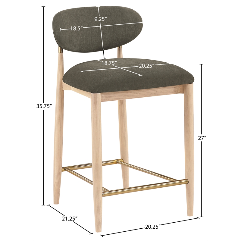 Meridian Furniture Riccio Brown Fabric Upholstered Stool