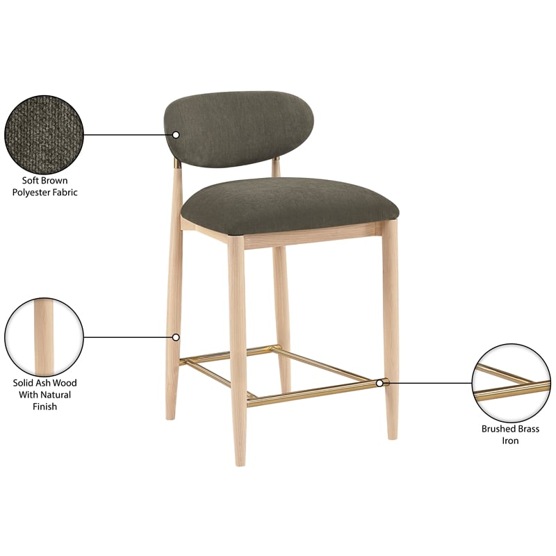 Meridian Furniture Riccio Brown Fabric Upholstered Stool