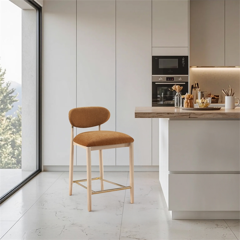 Meridian Furniture Riccio Cognac Fabric Upholstered Stool