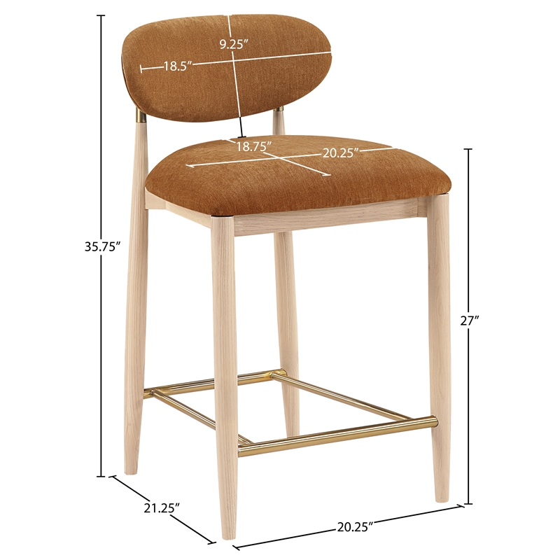 Meridian Furniture Riccio Cognac Fabric Upholstered Stool