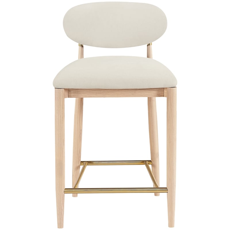 Meridian Furniture Riccio Cream Fabric Upholstered Stool